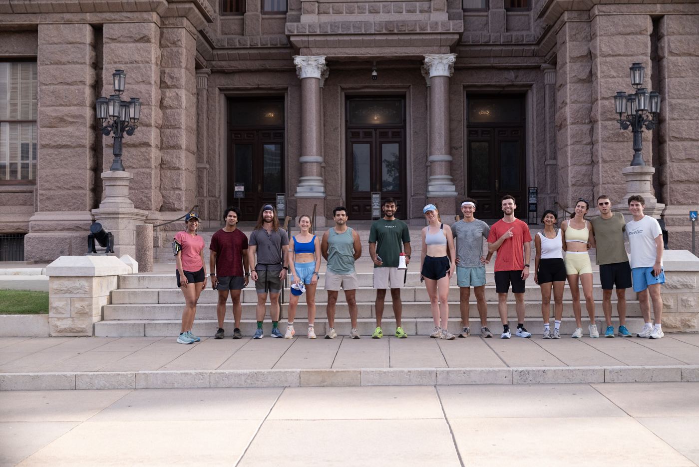 The pilot group lined up on the south steps of the Texas Capitol